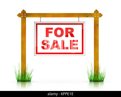 Real Estate Sign – For sale. 2D artwork. Computer Design. Stock Photo