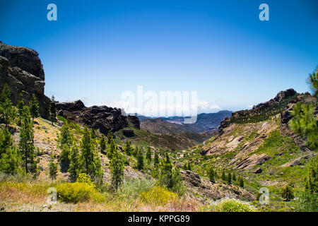 Panoramic view from  Pico de las Nieves the highest point Gran Canaria , Spain. Stock Photo