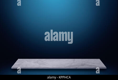 white  top marble shelf and stone floor  texture on blue background, can be used display product Stock Photo