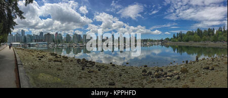 Panorama of the Vancouver skyline as seen from Stanley Park, British Columbia, Canada