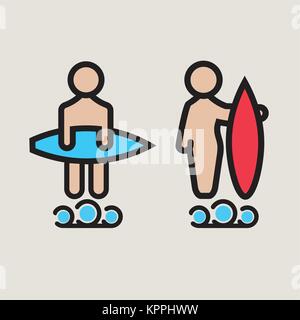 Surf logo or emblem design for toilet. Stock Vector