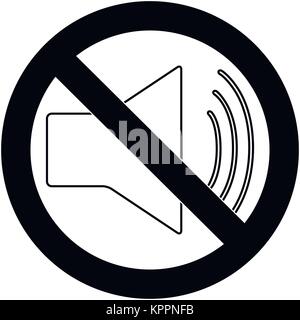 Mute symbol vector. Ban speaker sound and no music audio illustration Stock Vector