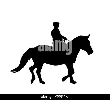 Sticker to car silhouette rider on horse. Expert in dressage of  Stock Vector