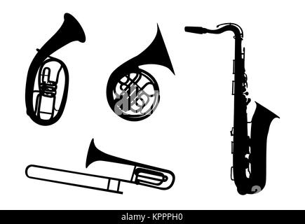 Sticker on car: Silhouette of musical instruments. for people wi Stock Vector