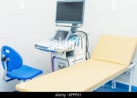 Interior of medical room with ultrasound diagnostic equipment. in the modern medical clinic. Medical, healthy life concept background. Selective focus, space for text Stock Photo