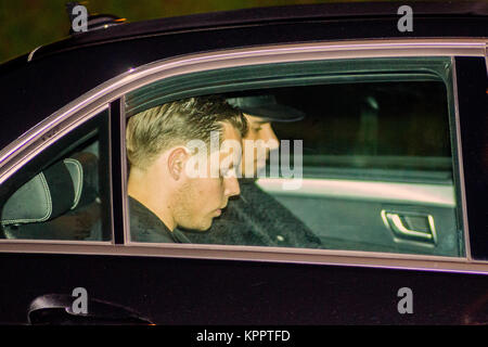 DJ, Afrojack (right), with a friend, leaving the MTV Europe Music Awards (EMA) 2014, held on 9th November, 2014, at The SSE Hydro, Glasgow, Scotland Stock Photo