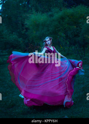 Elf woman in violet dress Stock Photo