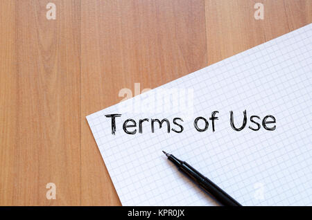 Terms of use write on notebook Stock Photo