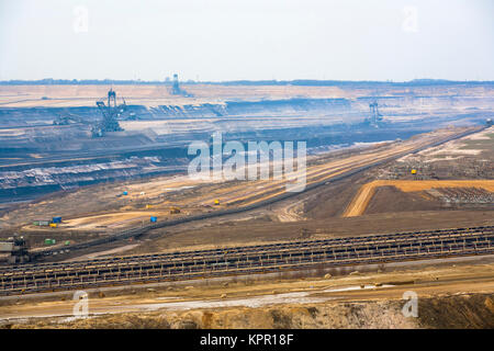 Europe, Germany, brown coal opencast mining Grazweiler near Juechen.  Europa, Deutschland, Braunkohletagebau Garzweiler bei Juechen. Stock Photo