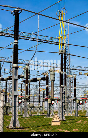 Europe, Germany, high voltage switchgear in Bergheim-Rheidt.  Europa, Deutschland, Schaltwerk in Bergheim-Rheidt. Stock Photo