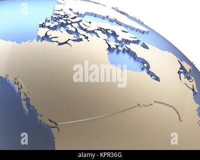Canada on metallic model of planet Earth with embossed continents and ...