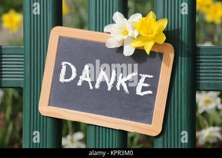 Danke bedanken Karte Garten mit bunten Blumen Blume Schild Tafel Stock