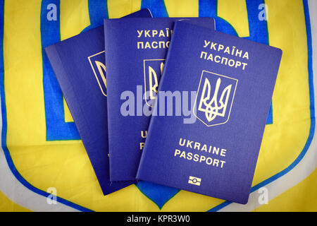 Ukrainian biometric passports Stock Photo