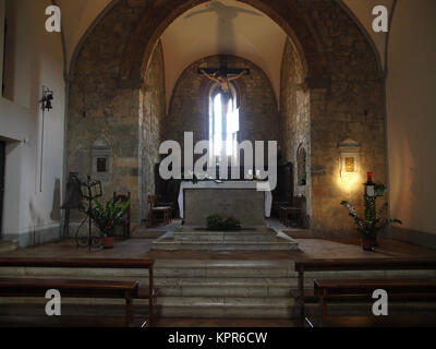 Monteriggioni - Santa Maria church. This church located in Piazza Roma, was built in the 13th century Stock Photo