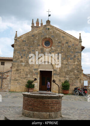 Monteriggioni - Santa Maria church. This church located in Piazza Roma, was built in the 13th century Stock Photo