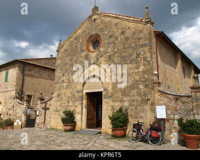 Monteriggioni - Santa Maria church. This church located in Piazza Roma, was built in the 13th century Stock Photo