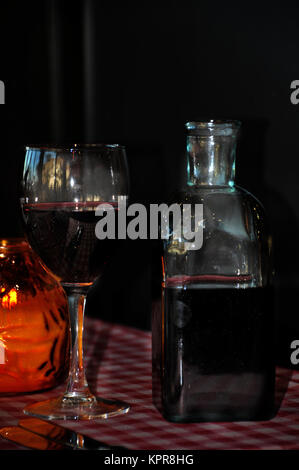 Cover with wine glass and wine bottle