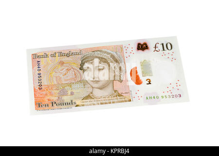 English ten pound note on a white background Stock Photo