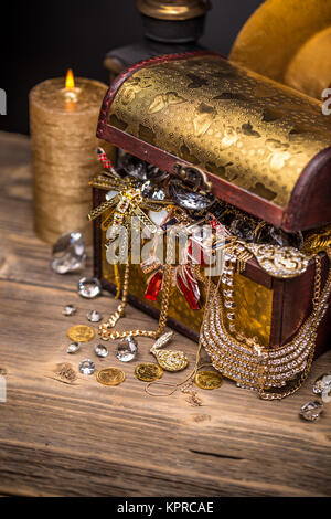 Open treasure chest Stock Photo