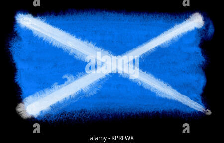 watercolor illustration of the Scotland flag Stock Photo