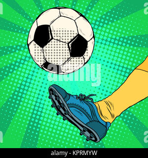 Kick a soccer ball Stock Photo