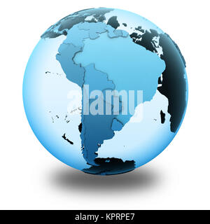 South America on translucent Earth Stock Photo