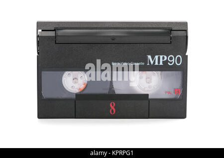 8mm video cassette isolated on white background with clipping path Stock Photo