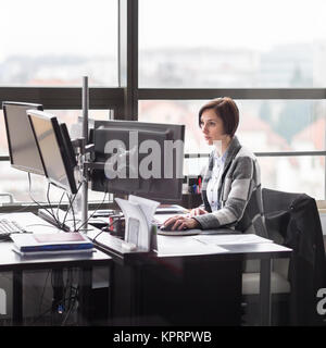 Business woman working in corporate office. Stock Photo