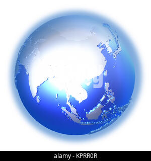 Southeast Asia on bright metallic Earth Stock Photo