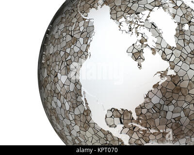 North America on translucent model of planet Earth with visible ...