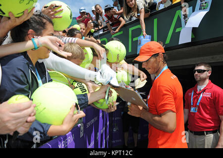 KEY BISCAYNE, FL - MARCH 18: Rafael Nadal at the Sony Open at Crandon Park Tennis Center on March 18, 2014 in Key Biscayne, Florida   People:  Rafael Nadal Stock Photo