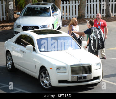 KEY BISCAYNE, FL - MARCH 18: Serena Williams at the Sony Open at Crandon Park Tennis Center on March 18, 2014 in Key Biscayne, Florida   People:  Serena Williams Stock Photo