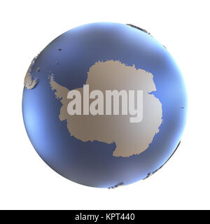 Antarctica on elegant metallic model of planet Earth with blue ocean ...
