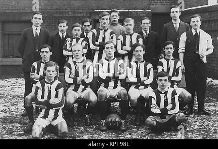 Bolton, Lancashire, UK -  Castle Hill amateur Football Club team  circa 1910 -   - English soccer Stock Photo