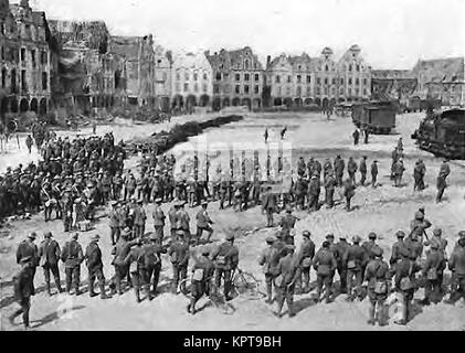 ARRAS - WWI British soldiers in the Square at Arras - Scene of the Battle of Arras and the Second Battle of the Somme Stock Photo