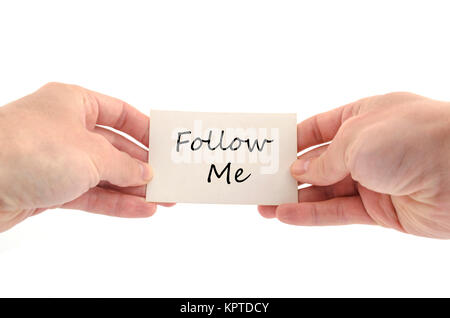 Follow me text concept isolated over white background Stock Photo