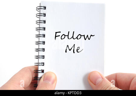 Follow me text concept isolated over white background Stock Photo