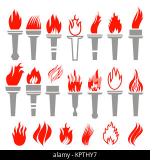 Set of Torch Icon Isolated Stock Photo