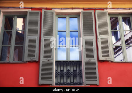 Reflection Of Clouds And Sky In Windows Stock Photo