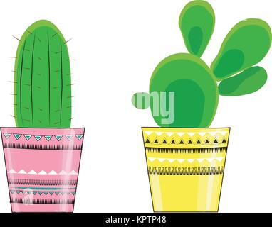 Vector illustration of three  cactus in flowerpots. with a message about life and cactus. Stock Vector