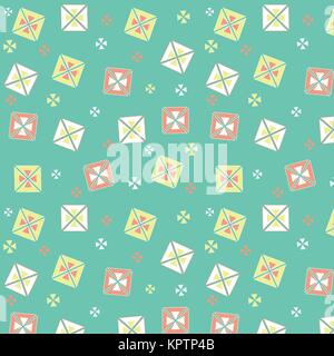 Vector colorful geometry floral pattern, color abstract geometric background, cute multicolored print. Stock Vector