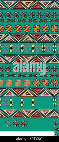floral geometric tribal seamless pattern with green background Stock Vector