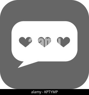 Speech bubbles with hearts icon vector, filled flat sign, solid white pictogram isolated on white. Love chat symbol, logo illustration Stock Vector