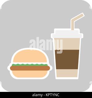 coffee and burger fast food old background - vector Stock Vector