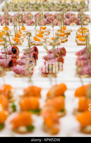 closeup canapes and snacks for catering Stock Photo