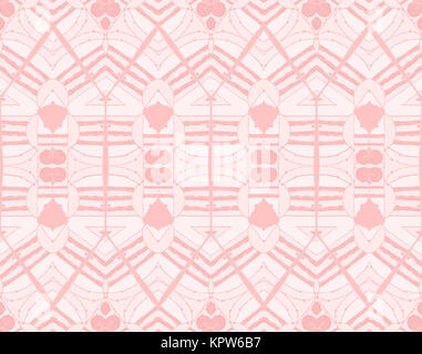 Abstract geometric background, drawing. Regular symmetric seamless pattern with spirals and triangles in pink shades, quiet colors. Stock Photo