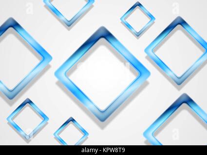 Blue shiny squares on white background Stock Photo