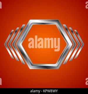 Abstract metal hexagon and arrows shape Stock Photo