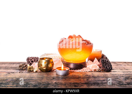 Himalayan pink salt lamp Stock Photo