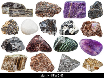 mineral stones - stibnite, asbestos, etc Stock Photo